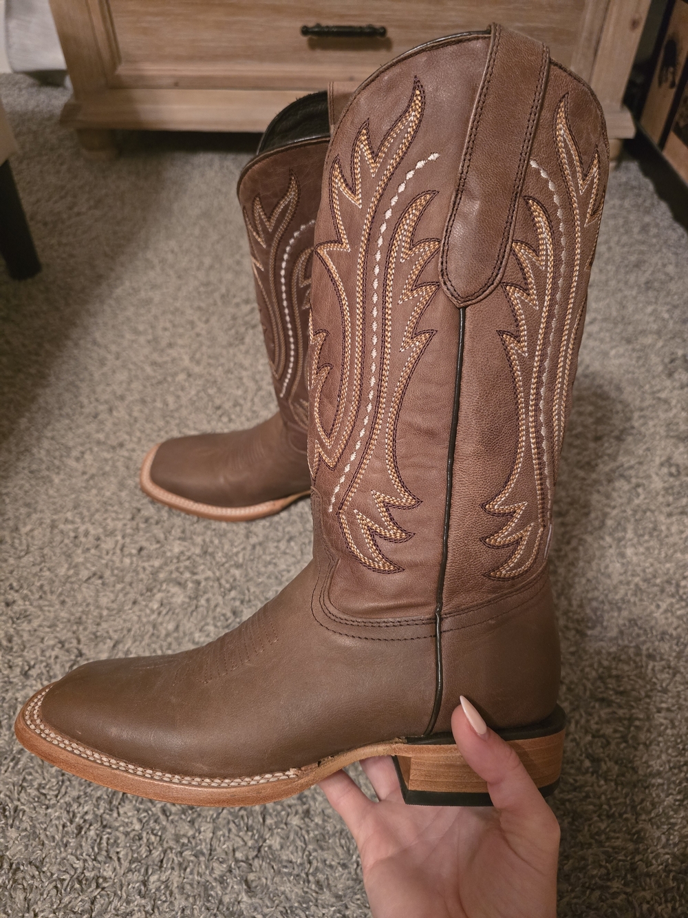 J.B. Dillon Classic Brown Leather Cowboy Boots